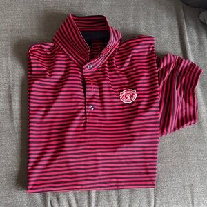 Dunning men’s xl Medinah Country Club golf polo red navy stripes